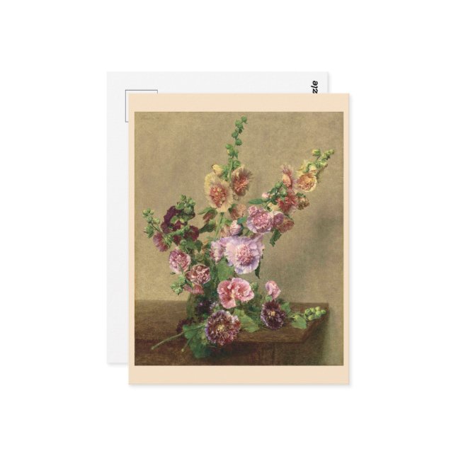 Hollyhocks  postcard (Front/Back In Situ)