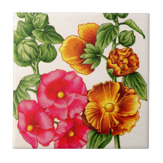 hollyhocks tile