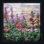 Hollyhocks Vintage Floral Tiffany Stained Glass Bandana<br><div class="desc">Gorgeous vintage Art Nouveau Tiffany Stained Glass Floral Window Reproduction depicted the beauty of a field of hollyhocks in romantic purple tone against sunset sky is on this bandana handkerchief scarf.</div>