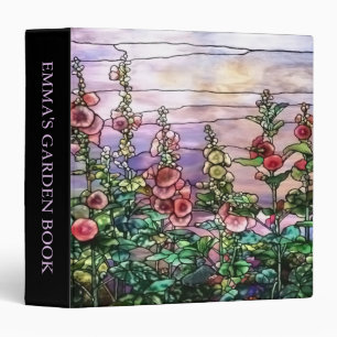 Hollyhocks Vintage Floral Tiffany Stained Glass Binder