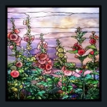 Hollyhocks Vintage Floral Tiffany Stained Glass Poster<br><div class="desc">Gorgeous vintage Art Nouveau Tiffany Stained Glass Floral Window Reproduction depicted the beauty of a field of hollyhocks in romantic purple tone against sunset sky is on this poster. This art piece would look great when framed in the home,  office,  bar,  cafe,  pub or restaurant!</div>