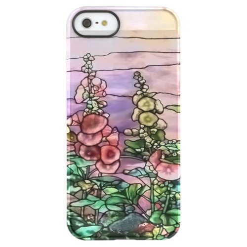 Hollyhocks Vintage Floral Tiffany Stained Glass Permafrost iPhone SE55s Case