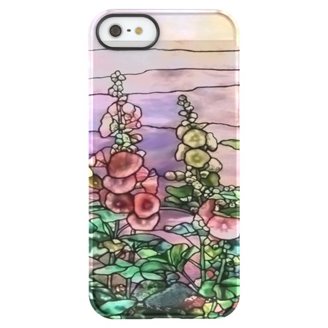 Hollyhocks Vintage Floral Tiffany Stained Glass Uncommon iPhone Case (Back)