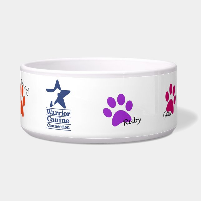 Holly's Half Dozen paw print pet bowl (Front)