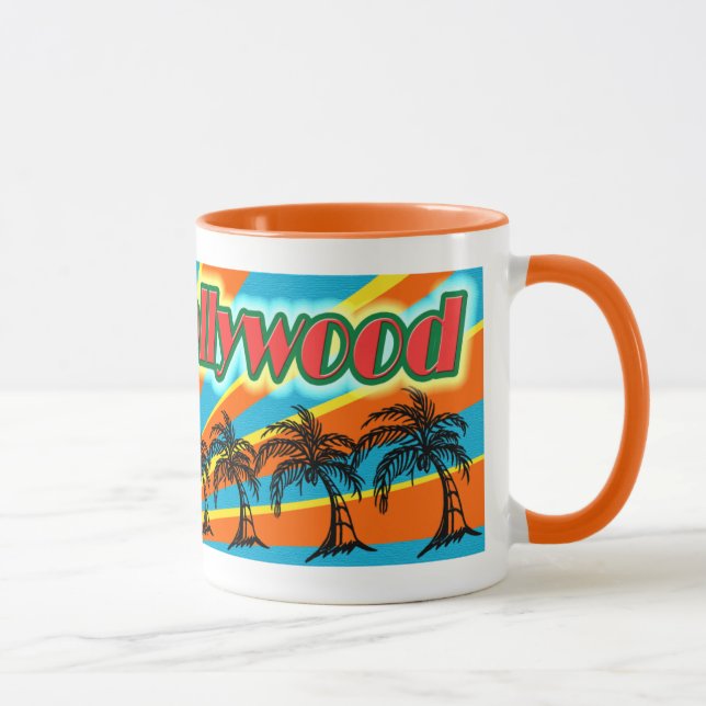 Hollywood 5 Palm Trees Mug Cup (Right)