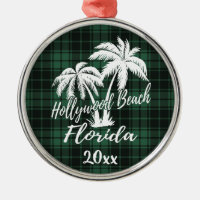 Hollywood Beach Florida Palm Tree Green Plaid