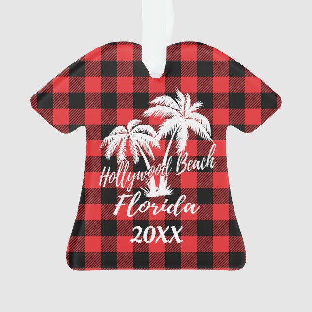 Hollywood Beach Florida Palm Trees Personalized Ornament (Front)