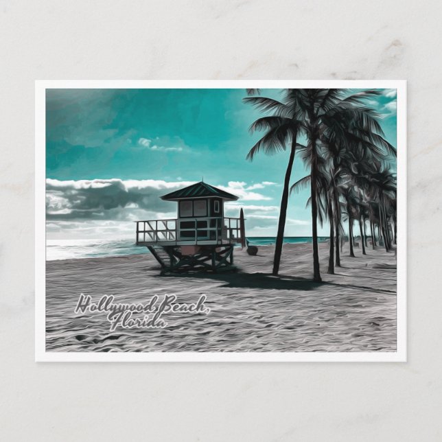 HOLLYWOOD BEACH FLORIDA POSTCARD (Front)