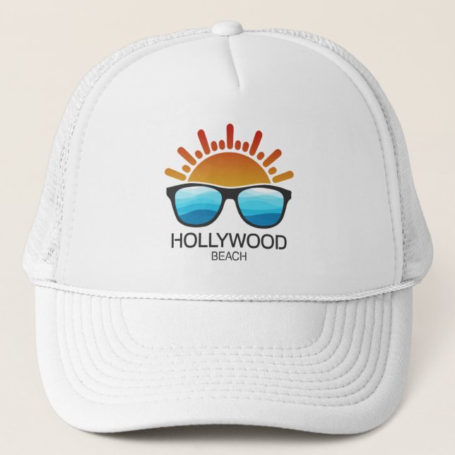 Hollywood Beach Florida Sunglasses Trucker Hat (Front)