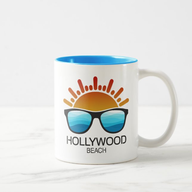 Hollywood Beach Florida Sunglasses Two-Tone Coffee Mug (Right)