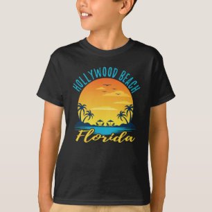 Hollywood Beach Florida Sunset Retro Vacation T-Shirt