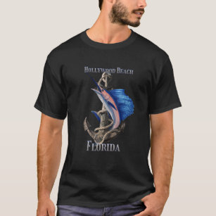 Hollywood Beach Florida Swordfish Marlin Ocean Fis T-Shirt