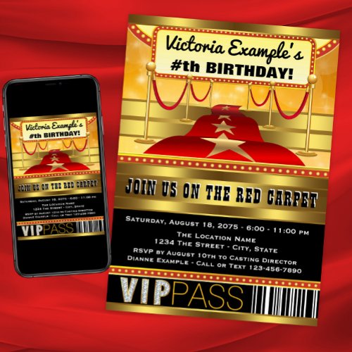 Hollywood Birthday Party Invitations