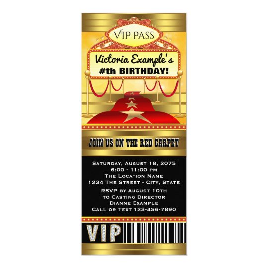 hollywood birthday party ticket invitations zazzle com