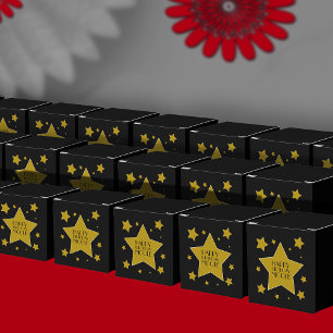 Hollywood Birthday Theme Gold Stars On Black Favor Boxes
