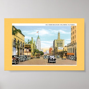 Hollywood Blvd. Vintage Postcard Poster
