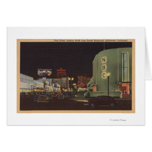 Hollywood, CA - Vine Street from Sunset Cards (Front Horizontal)
