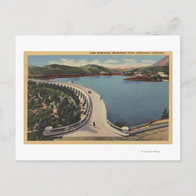 Hollywood, CALake Hollywood & Mulholland Drive Postcard (Front)