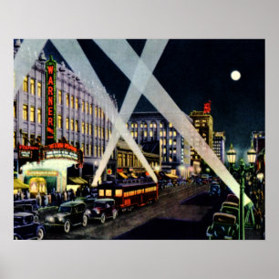 Hollywood California Hollywood Boulevard Night Poster