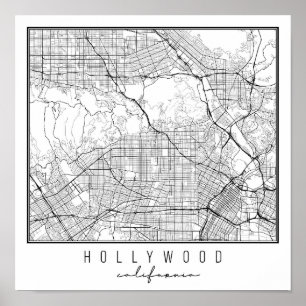 Hollywood California Street Map Poster