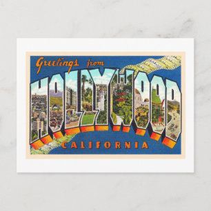 Hollywood California Vintage Large Letter Postcard