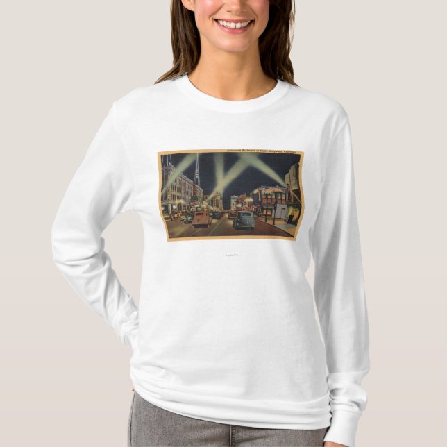Hollywood, CANight View of Hollywood Blvd. T-Shirt (Front)