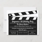 Hollywood Cinema Movie Clapper Birthday Invitation (Front)