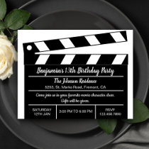 Hollywood Cinema Movie Clapper Birthday Invitation