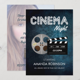 Hollywood Cinema Movie Theme Party add photo Invitation