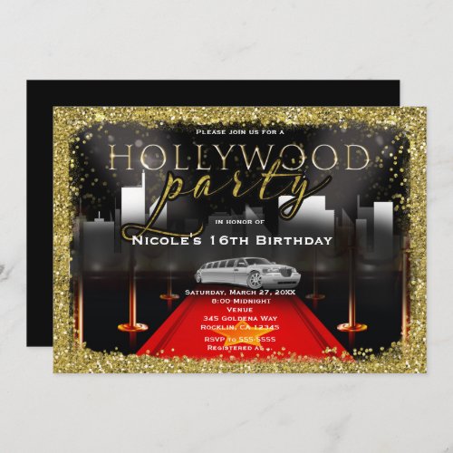 Hollywood  City Limo Red Carpet Party Invitations