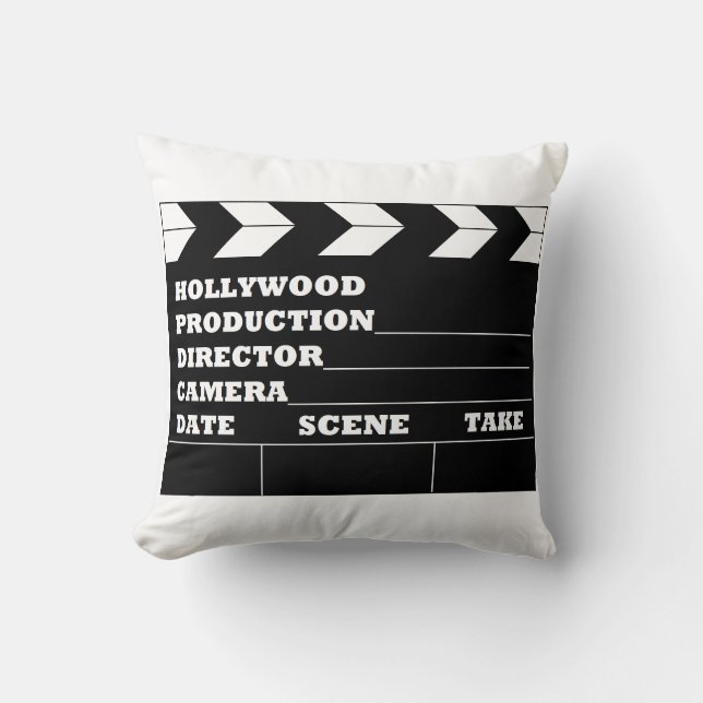 Hollywood Clapboard Throw Pillow (Front)