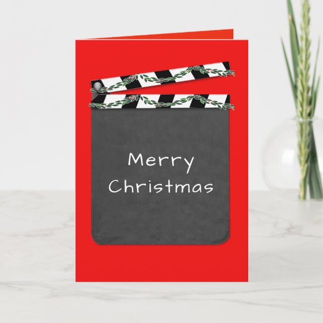 Hollywood Clapper Board Christmas Greetings Holiday Card (Front)