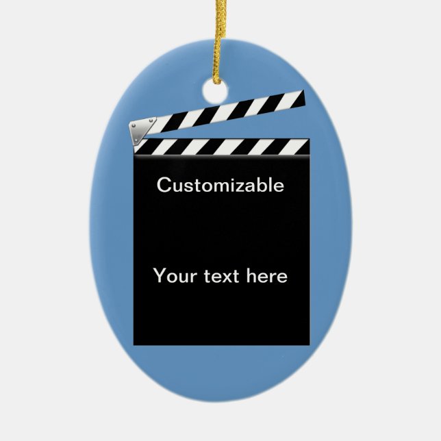 Hollywood Clapper Board Customizable Ceramic Ornament (Front)