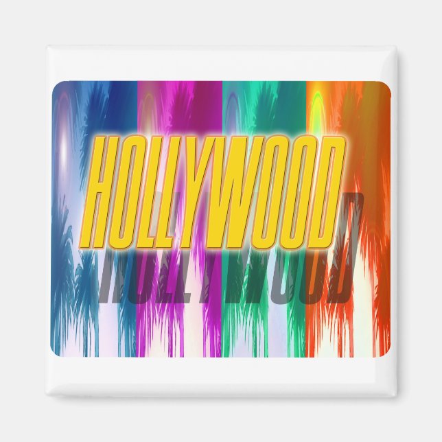 "Hollywood" Colorful Palms Magnet (Front)