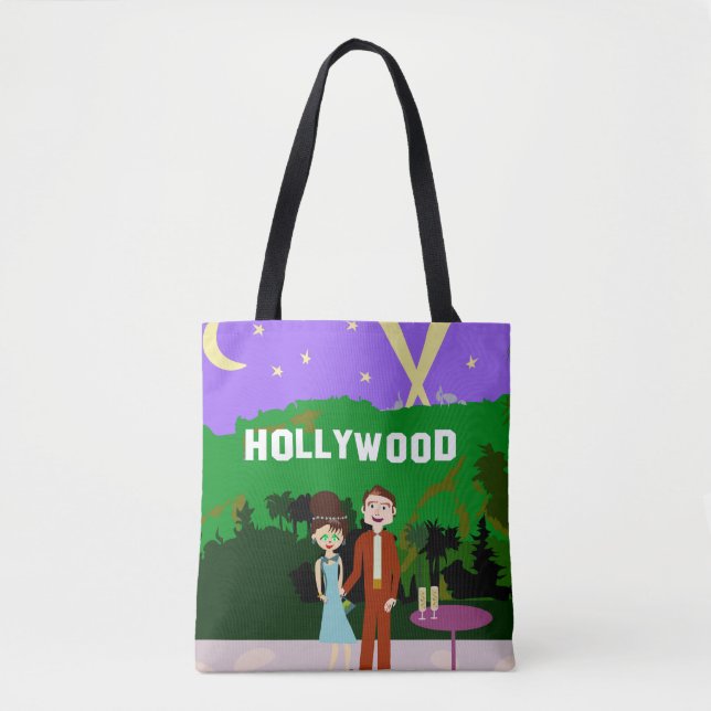 Hollywood Date Retro Character Illustration Design Tote Bag (Front)