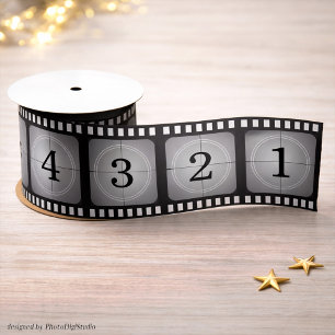 Hollywood Film Strip Ribbon, Old Cinema Countdown Satin Ribbon