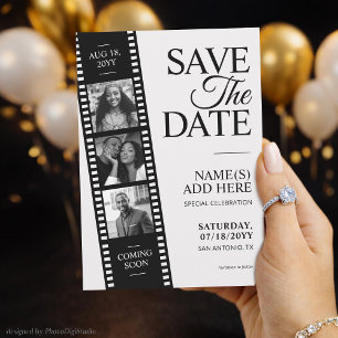 Hollywood Film Strip Save the Date Personalized Invitation