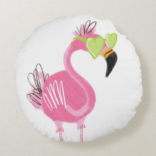 Hollywood Flamingo Round Pillow