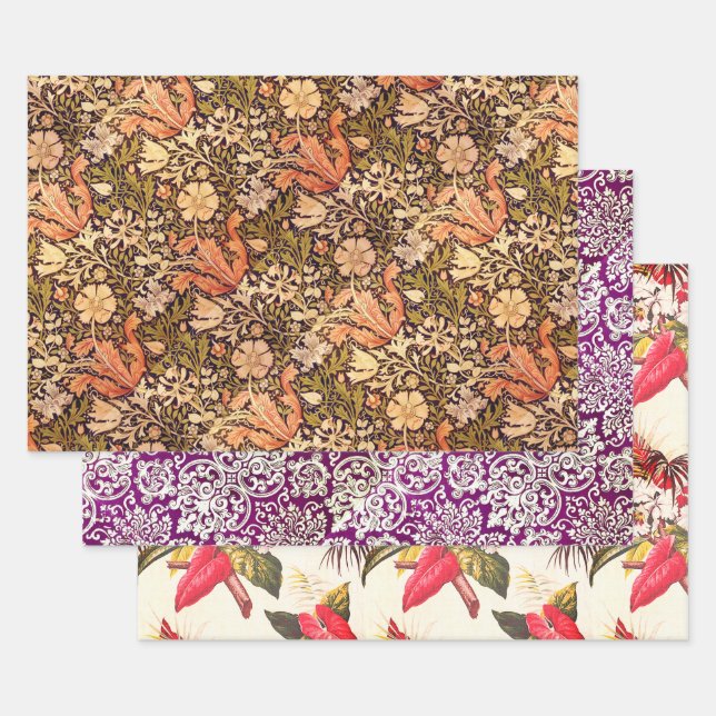 Hollywood Floral, Woodbury and Helmsley Wrapping Paper Sheets (Set)