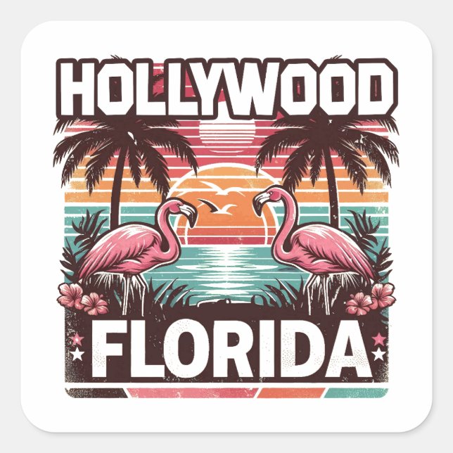 Hollywood Florida Square Sticker (Front)