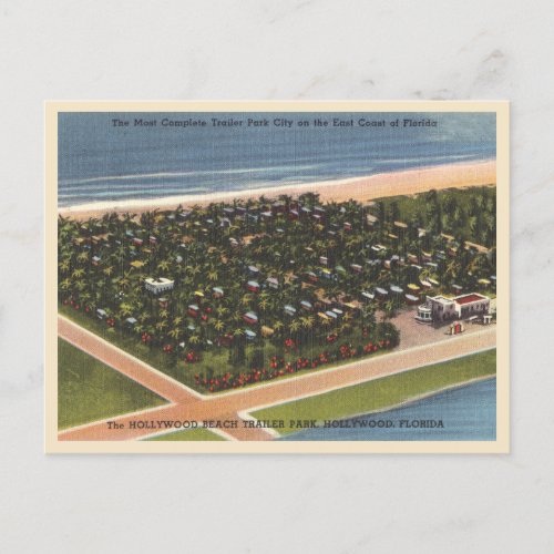 Hollywood Florida vintage trailer park Postcard