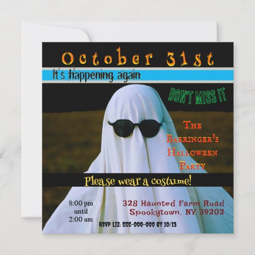 Hollywood Ghost Annual Adult Halloween Costume   Invitation