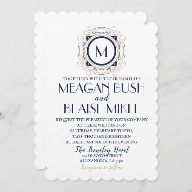 Hollywood Glam Wedding Invitation (Front/Back)