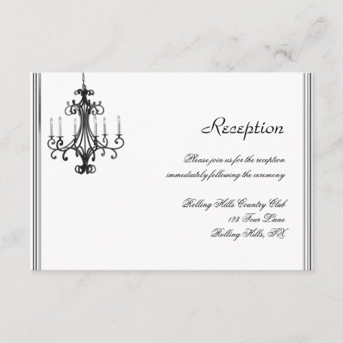 Hollywood Glamor Chandelier Wedding Reception Custom Invitations