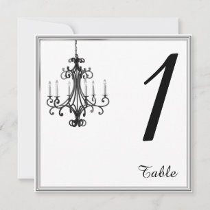 Hollywood Glamor Chandelier Wedding Table Number