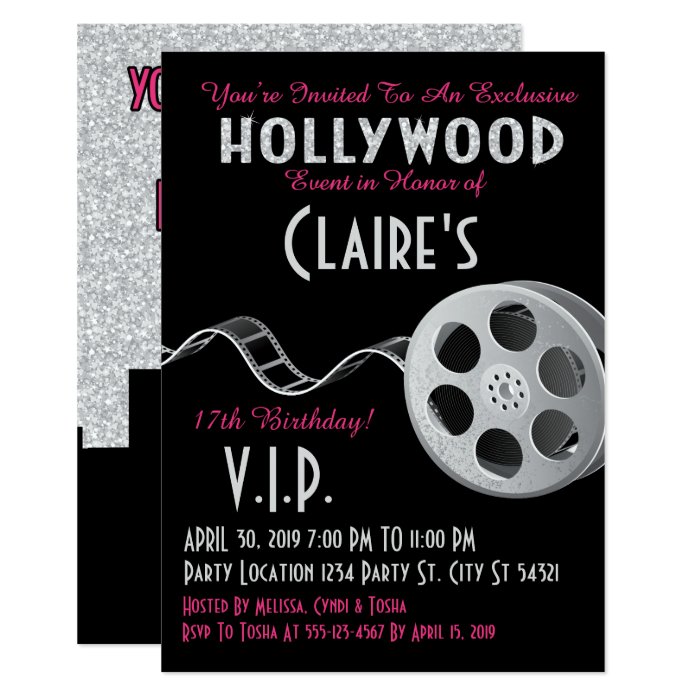 Hollywood Glitter Birthday Card | Zazzle