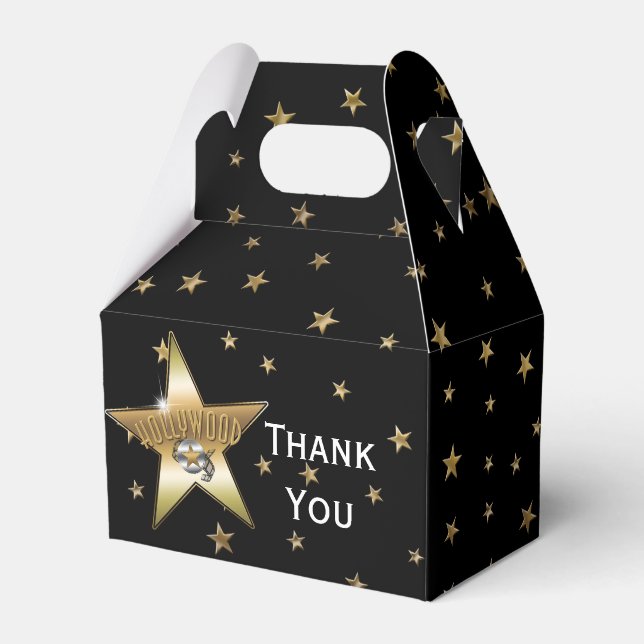 HOLLYWOOD GOLD STAR Birthday Party Favor Boxes (Front Side)