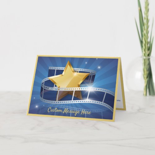 Hollywood Gold Star Movie Filmstrip Personalized Card