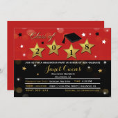 HOLLYWOOD GRADUATION Graduate Red Gold Invitation (Front/Back)