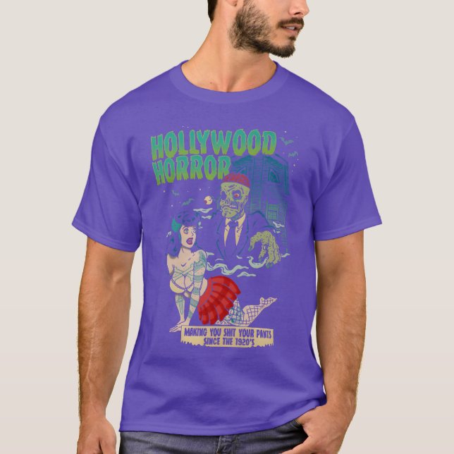 Hollywood Horror BMovie Madness girl T-Shirt (Front)
